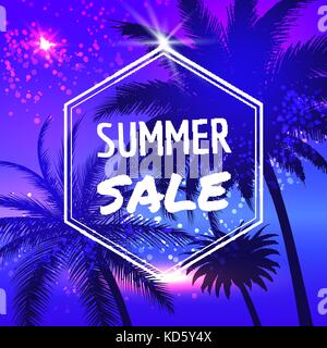 Summer Sale Plakat mit Palmen Stock Vektor