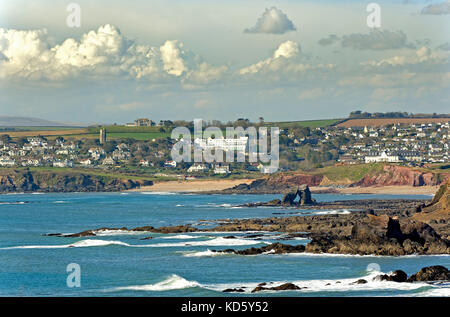 SOUTH MILTON SANDS UND THURLESTONE ROCK SOUTH DEVON ENGLAND Stockfoto