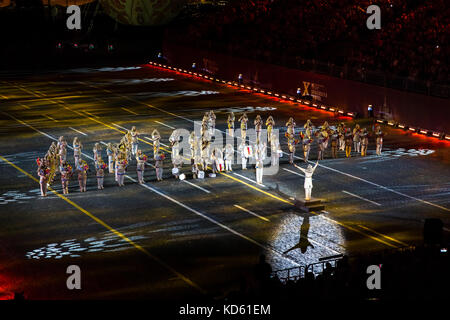 Aufführung der ägyptischen Militär-Symphonieorchester auf dem Internationalen Military Tattoo Music Festival „Spasskaya Tower“ in Moskau, Russland Stockfoto