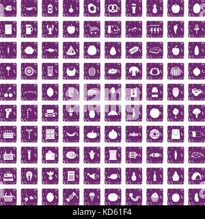 100 Einkaufen Icons Set grunge Lila Stock Vektor