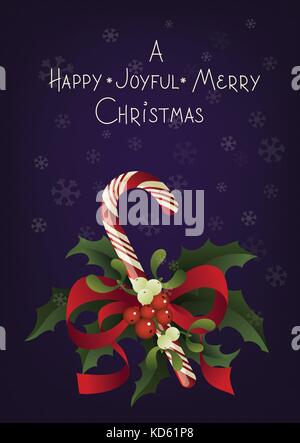 Weihnachten saisonale Grußkarten mit Zuckerstange. Eine glückliche freudige frohe Weihnachten Stock Vektor