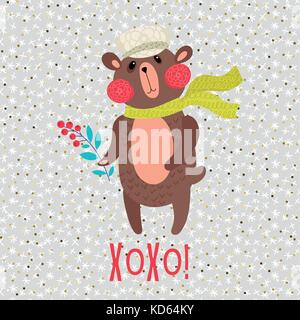 Weihnachten teddy bear Grußkarte Stock Vektor