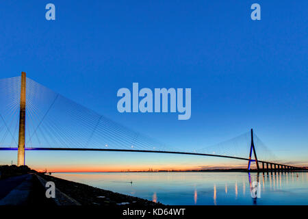 Die Brücke der Normandie ("Pont de Normandie"), schrägseilbrücke Straße Brücke über die Mündung des Flusses Seine Verknüpfung von Le Havre nach Le Havre in der Normandie (n Stockfoto