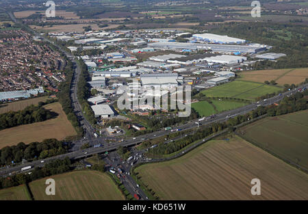 Luftaufnahme von Haydock Industrial Estate, Großbritannien Stockfoto