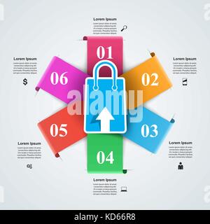 Shop, Warenkorb-business Infografik. Stock Vektor