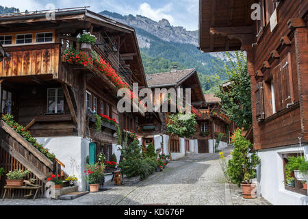 Brunngasse in Brienz die schönste Straße in Europa aufgerufen wurde, Schweiz Stockfoto