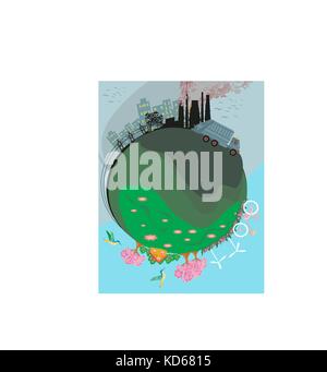 Luft verschmutzen Fabrikschornsteine Stock Vektor