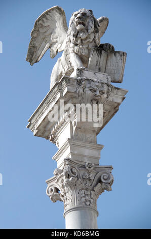 Eine von zwei Löwen von Venedig, auf Säulen, in der Piazza dei Signori, Padua, Italien. Stockfoto