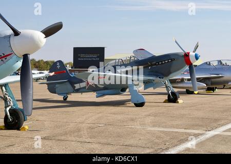 Wird Grennwood Jakowlew Yak-3 auf dem Flug am IWM Duxford 2017 die Schlacht um England Air Show Stockfoto