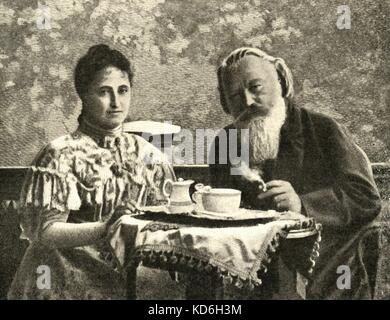 Johann Strauss II Frau Adele mit Brahms in Ischl. Strauss II: Der oesterreichische Komponist, Dirigent und Geiger (1825-1899). Brahms: Deutscher Komponist, 1833-1897 Stockfoto