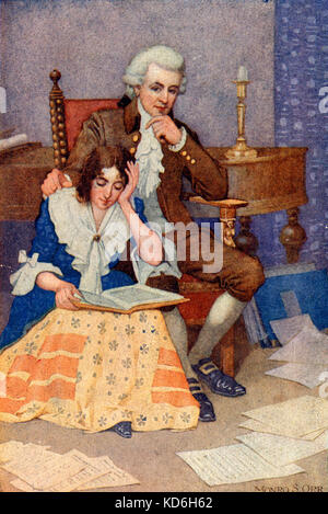 Wolfgang Amadeus Mozart mit seiner Frau Constanze. Der oesterreichische Komponist, 1756-1791. Stockfoto