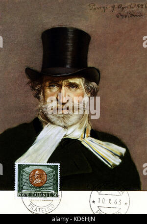 Giuseppe Verdi Portrait von boldini (1845-1931) vom Paris, 9. April 1886 als Feldpost Stempel am 10. Oktober 1963 ausgestellt. Italienischer Komponist 1813-1901. Stockfoto