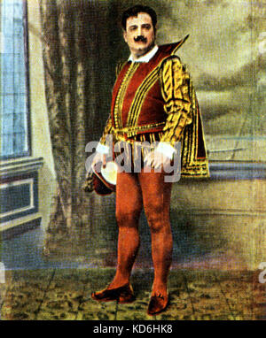 Enrico Caruso als Herzog in Verdis "Rigoletto". Eckstein Karte, nach einem Foto. Italienische Tenor, 1873-1921. Stockfoto