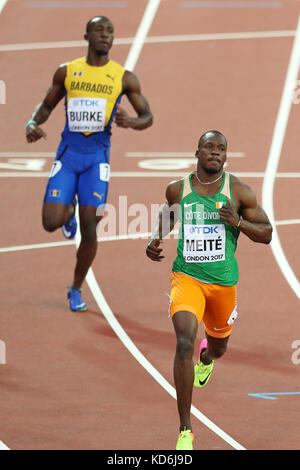 Ben Youssef MEITÉ (Côte d'Ivoire, Elfenbeinküste) konkurrieren in der Männer 100 m Heat3 am 2017, Leichtathletik-WM, Queen Elizabeth Olympic Park, Stratford, London, UK. Stockfoto