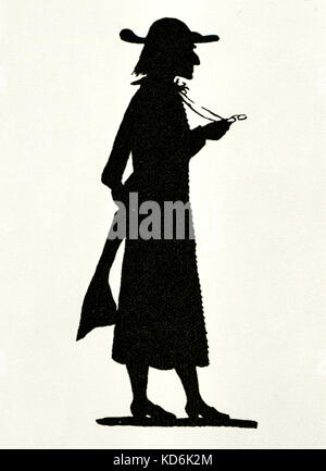 "Bischof Franz Liszt in Rom im Jahre 1870, nachdem eine Silhouette von Fritz Schulze (14 x 9 cm). Abbé Liszt. Karikatur. - Ungarische Pianist und Komponist. 22. Oktober 1811 - vom 31. Juli 1886. Sammlung R. Bory. Stockfoto