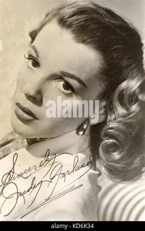 Judy Garland, unterzeichnet Studio Portrait. Autogramm. Die amerikanische Sängerin und Schauspielerin, 1922-1969. Stockfoto