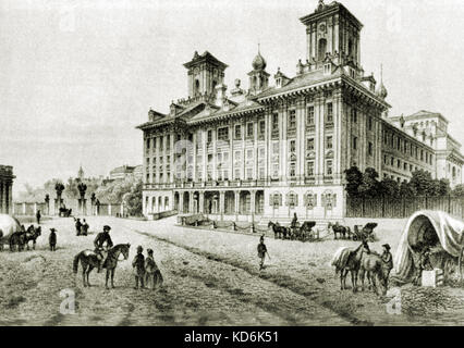 Esterházy (esterháza) Schloss in Eisenstadt, c 1840, Österreich (dann Teil des Königreichs Ungarn). Fürst Nikolaus Esterházy ist Haydns Patron. Stahlstich von C. Rohrich nach L. Rohbock. Stockfoto