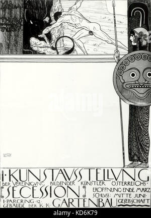 Plakat für die 1 Wiener Secession Ausstellung von Klimt 1898. Österreichisches Museum für Angewandte Kunst GK 14 Juli, 1862 - Februar 6, 1918 Stockfoto