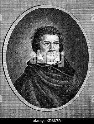 Ludwig van Beethoven, Portrait nach der Gravur von A.Brückner. Deutsche Komponist, 1770-1827. Ludwig van Beethoven. Stockfoto