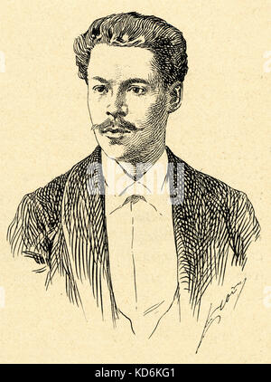 Porträt von Anton Arensky. Strichzeichnung. Russischen Komponisten, 12. Juli 1861 - 25. Februar 1906. Stockfoto