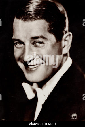 Maurice Chevalier, Portrait. Französische Schauspieler, Sänger, Schauspieler, Liedermacher, Autor. 12. September 1888 - am 1. Januar 1972 Stockfoto