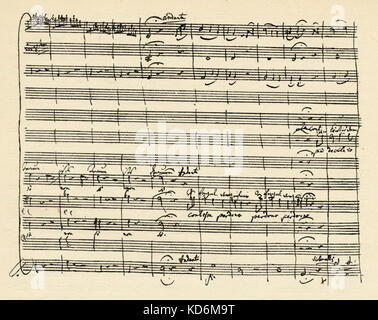 Wolfgang Amadeus Mozarts "Hochzeit des Figaro" - manuskript Kerbe. Österreichischen Komponisten, 27. Januar 1756 - vom 5. Dezember 1791. Stockfoto