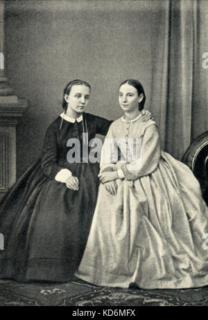 Sergej Rachmaninows Vassilievich erste Klavierlehrerin, Anna Ornatskaya (links) mit Sergei's Mutter, Ljubow Rachmaninov (rechts). Rakhmaninov, russischer Pianist und Komponist, 1. April 1873 - vom 28. März 1943. Stockfoto