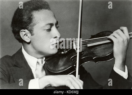 Heifetz, Jascha, seine Violine Russisch-amerikanische Geiger spielen, 2. Februar 1901 - 10. Dezember 1987 Stockfoto