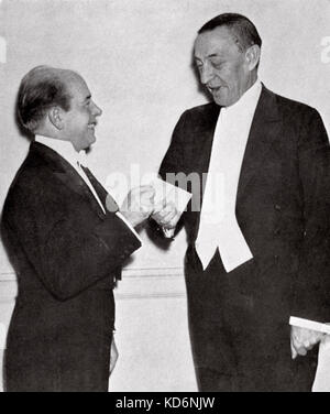 Eugene Ormandy - Porträt mit Sergej Rachmaninov in Amerika. Amerikanische Dirigent ungarischer Herkunft - 18. November 1899 - vom 12. März 1985 - Fotograf unbekannt Stockfoto