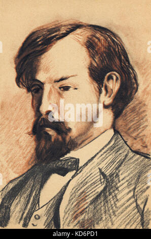 Claude Debussy - Bleistift Skizze portrait. Der französische Komponist. 1862-1918. Stockfoto