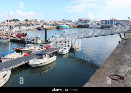 Hafen von L'Herbaudière auf der Insel Noirmoutier (Frankreich). Stockfoto