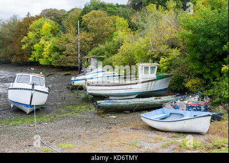 Boote in einem kleinen Einlass-/Hafen in West Cork, Irland. Stockfoto