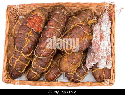 Kulen ist berühmt authentische würzige Wurst typisch slawonischen getrocknetes Fleisch der Kroatien Stockfoto