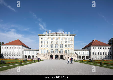 Blick von der Parterre, das Nymphenburger Schloss (Schloss Nymphenburg), München, Bayern, Deutschland Stockfoto