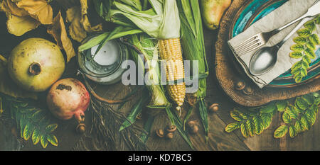 Herbst Tabelle Einstellung für Thanksgiving Day Feier Stockfoto