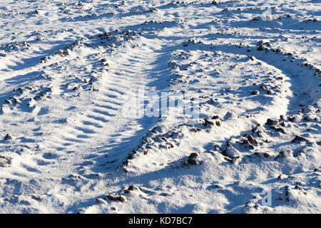 Spuren des Verkehrs in der Wintersaison Stockfoto