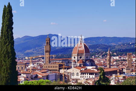 Blick auf Florenz von Boboli Gärten der Toskana Italien Stockfoto