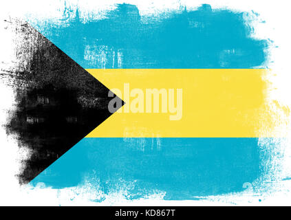 Flagge der Bahamas mit Bürste an soliden Hintergrund gemalt, Stockfoto