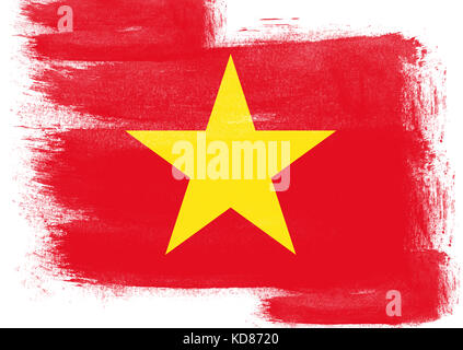 Flagge von Vietnam mit Bürste an soliden Hintergrund gemalt, Stockfoto