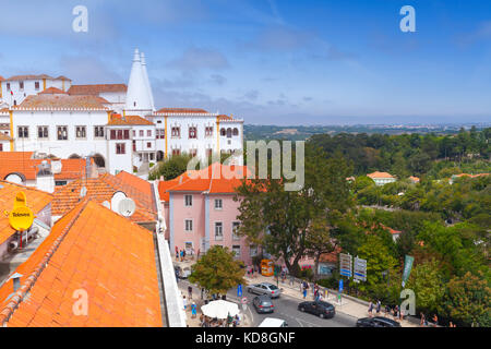 Sintra, Portugal - 14 August, 2017: der Palast von Sintra. Stadt Palast in Lissabon Stadtteil von Portugal Stockfoto