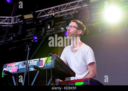 BARCELONA-JUN 1: Cymbals Eat Guitars (Rock Musik Band) im Konzert an Primavera Sound Festival 2017 durchführen und am 1. Juni 2017 in Barcelona, Spanien. Stockfoto