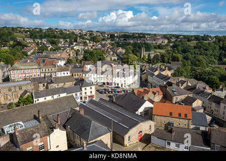 Blick auf die historische Stadt Richmond in North Yorkshire, England. Stockfoto