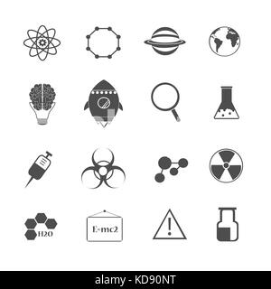 Wissenschaft, Chemie und Physik Symbole Vektor einrichten Stockfoto