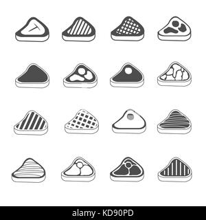 Steak Icons Set Vector Stockfoto