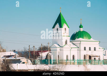 Gomel, Belarus. Kirche von St Die wonderworker im sonnigen Wintertag Nicholas. orthodoxen Kirche von St. Nikolai chudotvorets. Stockfoto