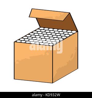 Isolierte Chalk in Open Box auf weißem Hintergrund - Vector Illustration. Stock Vektor