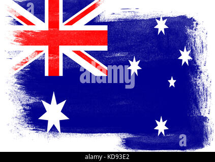 Flagge Australien mit Bürste an soliden Hintergrund gemalt, Stockfoto