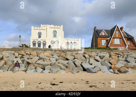 Frankreich, Calvados (50), Halbinsel Cotentin, Montebourg, station balnéaire de Blainville-sur-Mer et la Villa Sans-Gêne de style Mauresque // Frankreich, Manche, Cotent Stockfoto