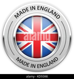Silberne Medaille in England mit Flagge gemacht Stock Vektor