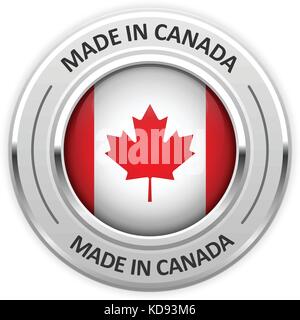 Silbermedaille in Kanada mit Flagge gemacht Stock Vektor